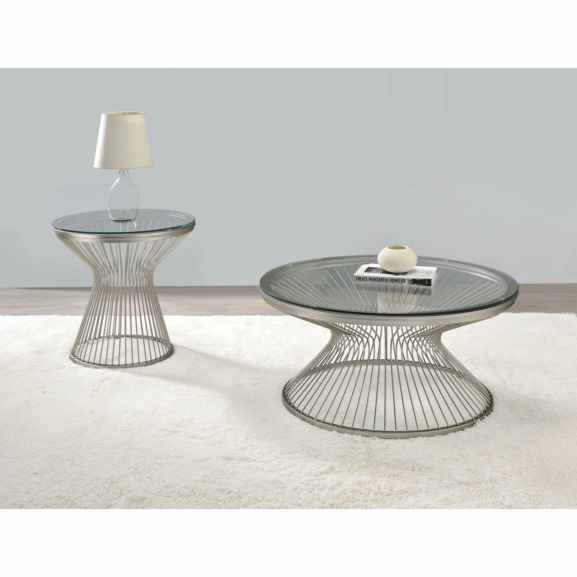 Deals ⭐ Coaster Satin Grey Round Glass Top End Table 🌟 - Image 3