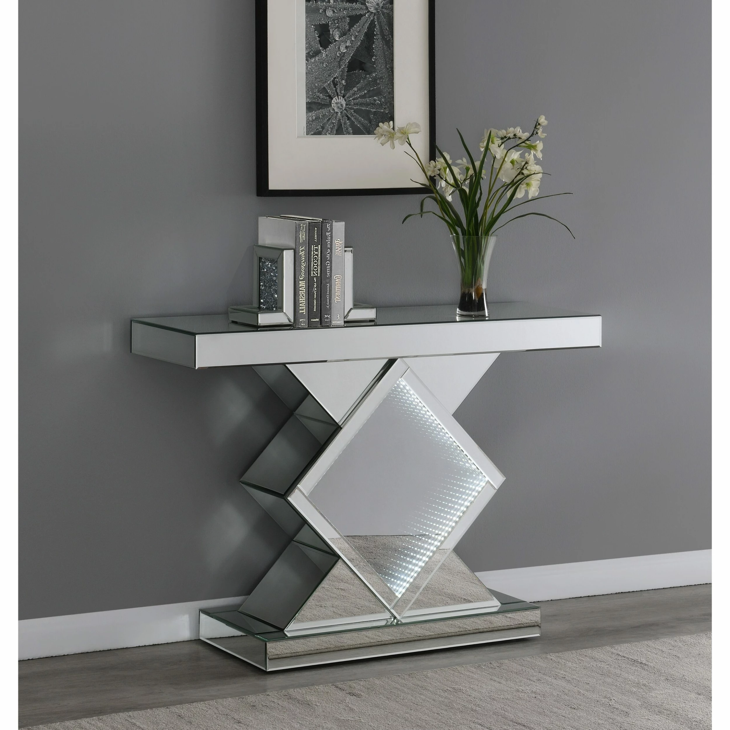 Coupon ❤️ Coaster Silver Console Table With LED Lighting 👏