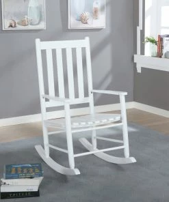 Promo 🛒 Coaster Slat Back Wooden Rocking Chair Black 🧨