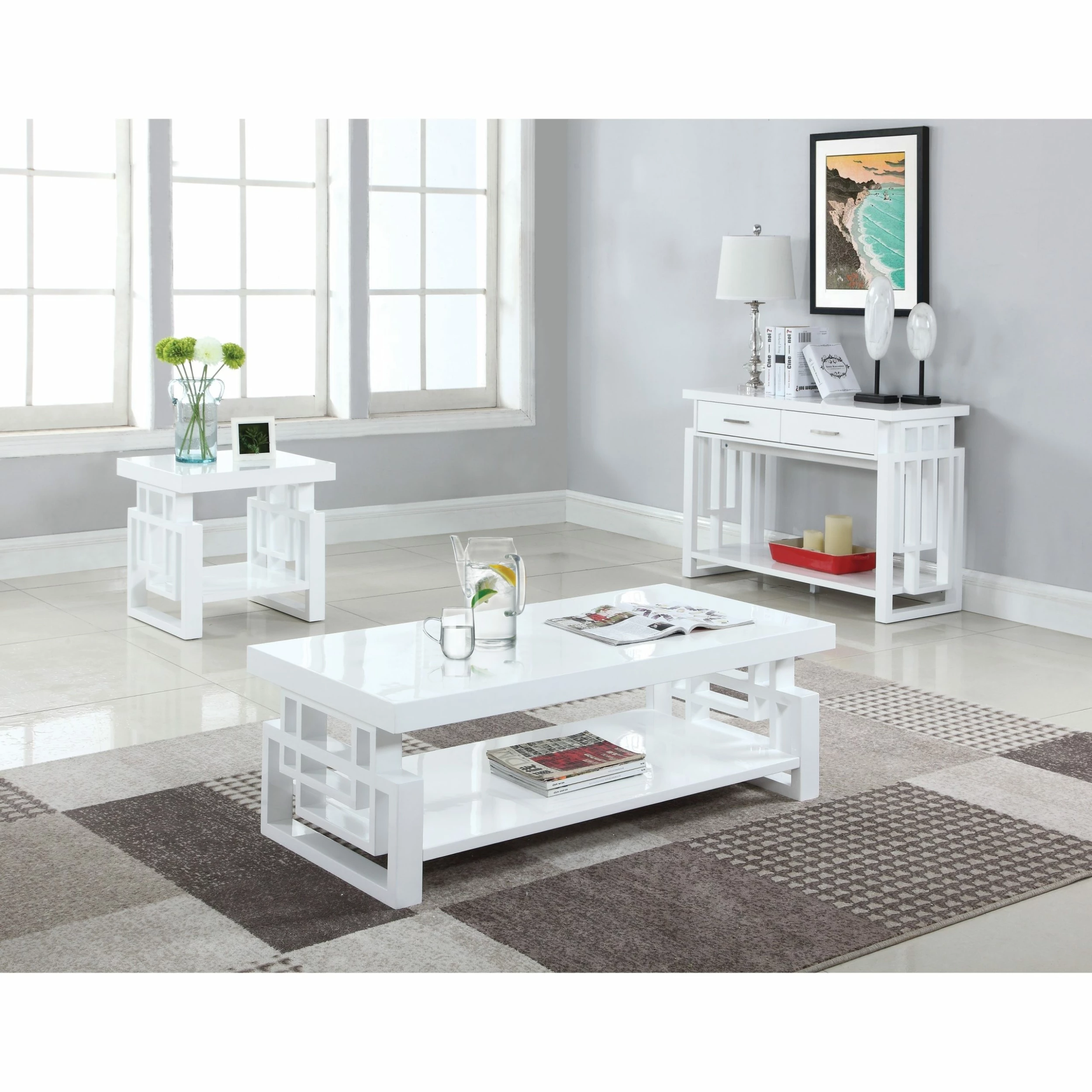 Cheap ๐ Coaster Transitional Glossy White Sofa Table - 42" X 15.50" X 30" โจ - Image 4