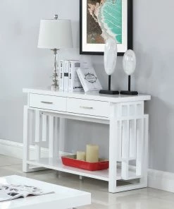 Cheap 🔔 Coaster Transitional Glossy White Sofa Table - 42" X 15.50" X 30" ✨