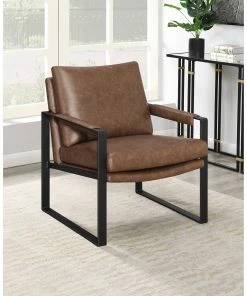 New ⭐ Coaster Umber Brown Upholstered Accent Chair With Removable Cushion 🔔