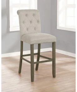 New ✨ Coaster Upholstered Tufted Back Bar Stools (Set Of 2) Grey 😀