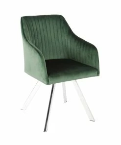 Best Sale ⌛ Coaster Veena Green And Chrome Channeled Back Swivel Dining Chair ⌛