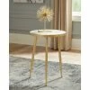 Promo 🧨 Coaster White And Gold Round Accent Table 🔔