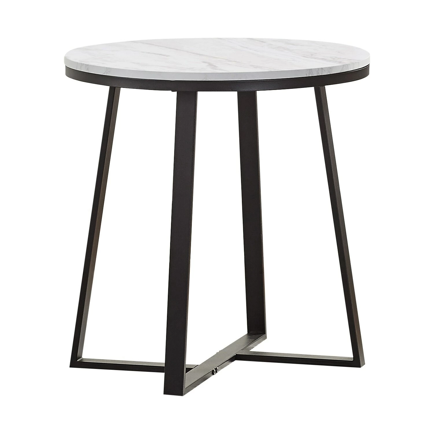 Promo ๐ Coaster White And Matte Black Metal Base Round End Table โ - Image 2