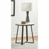 Promo 😍 Coaster White And Matte Black Metal Base Round End Table ⌛