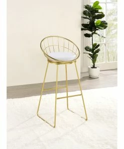 Discount 😍 Coaster White And Matte Brass Padded Seat Bar Stools (Set Of 2) 🛒